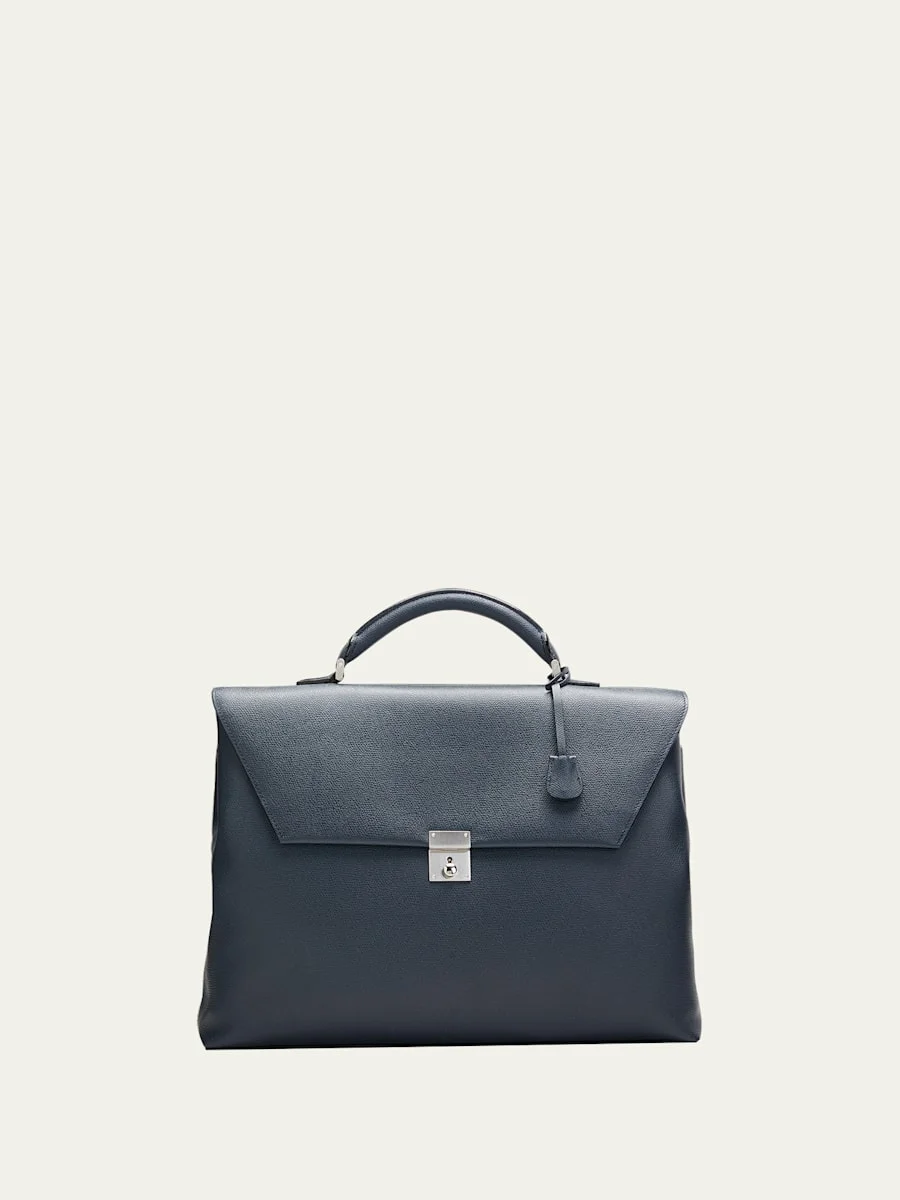 Men's Avietta Pebble Leather Briefcase - 1