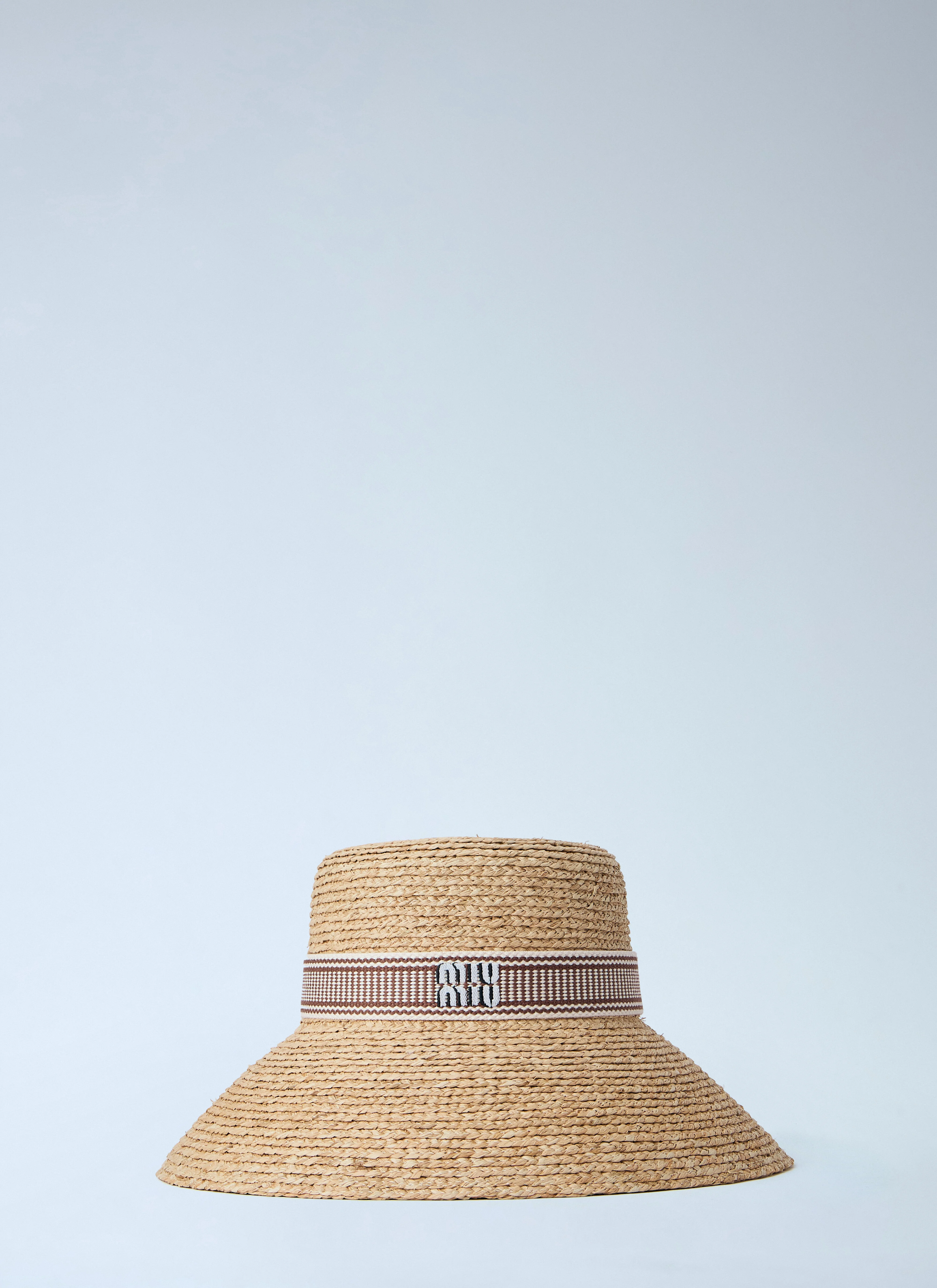 Woven Straw Hat with Logo Band - 1