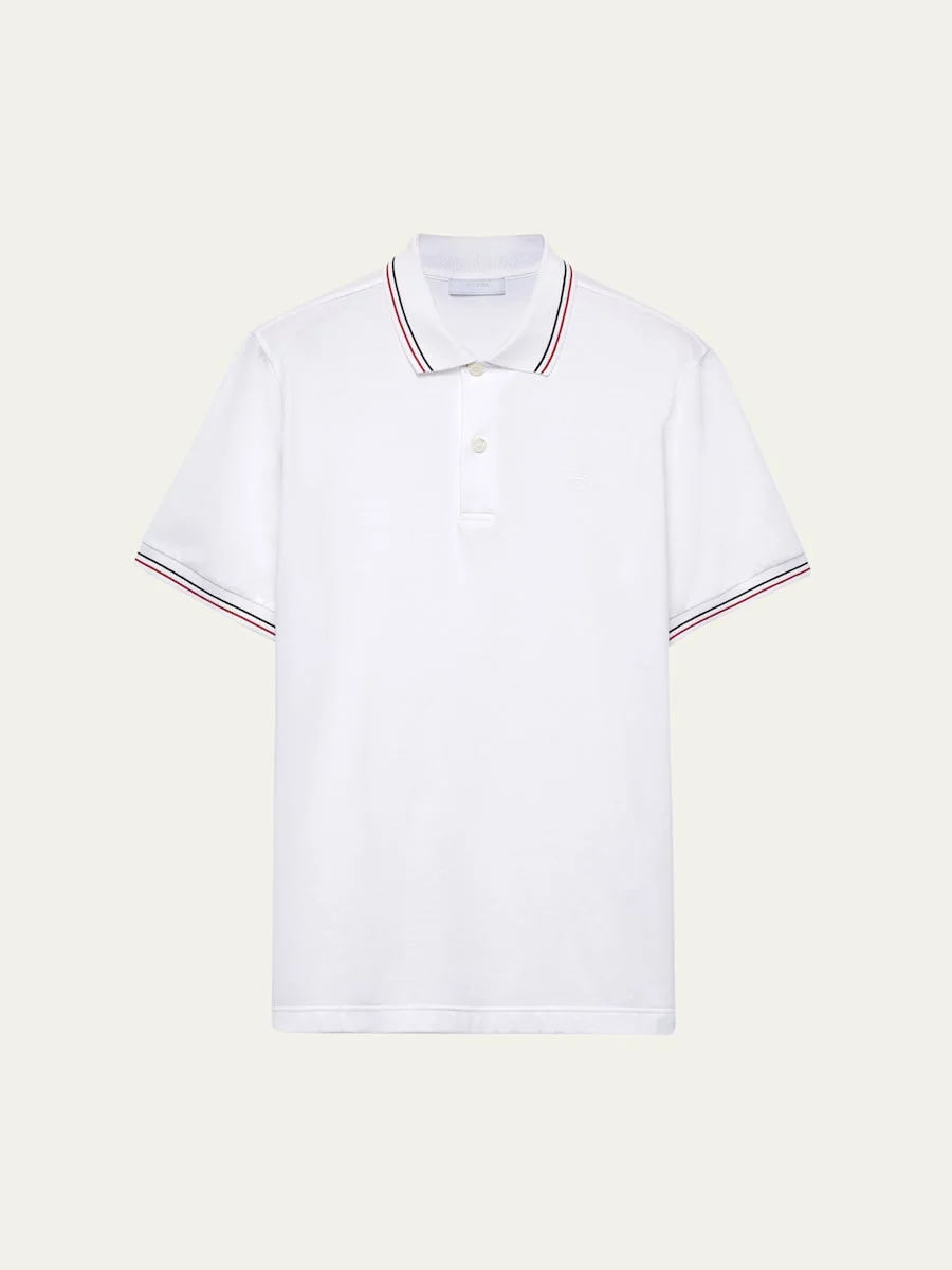 Men's Ricamo Tipped Pique Polo Shirt - 1