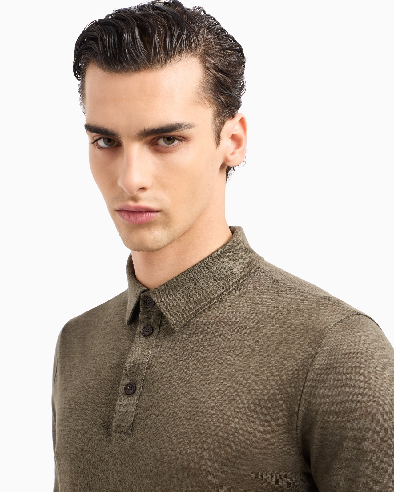 Short-sleeved polo shirt in pure linen jersey - 5