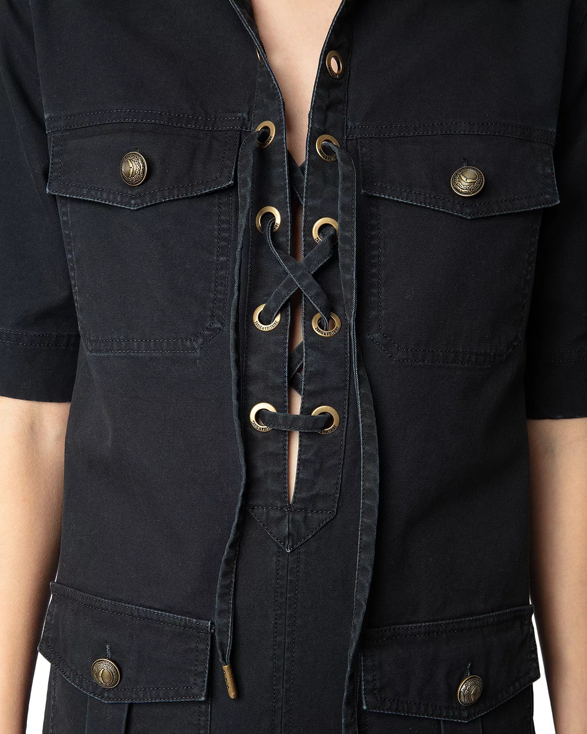 Record Military Cotton Mini Dress - 5