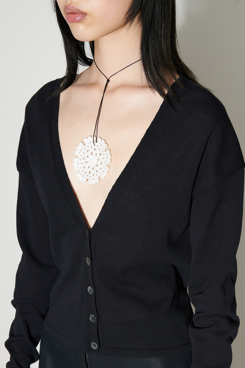 Snowflake Keyring White Crochet 3