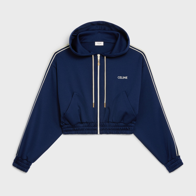 CELINE Tracksuit Jacket Jersey XS カバー付 CELINE TRACKSUIT JACKET IN DOUBLE FACE JERSEY - BLACK | CELINE