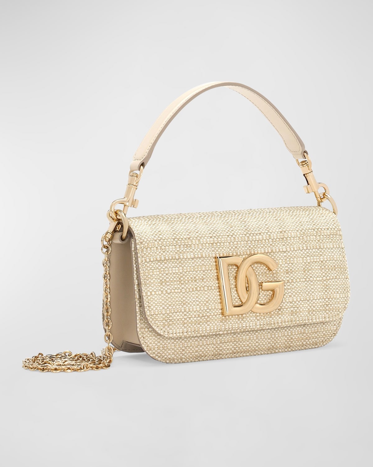 3.5 Logo Flap Raffia Top-Handle Bag - 5