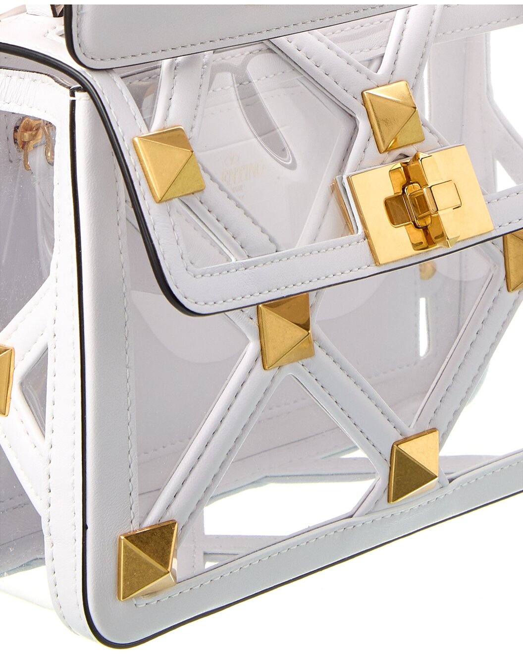 Valentino Roman Stud Medium Leather & Vinyl Shoulder Bag - 3