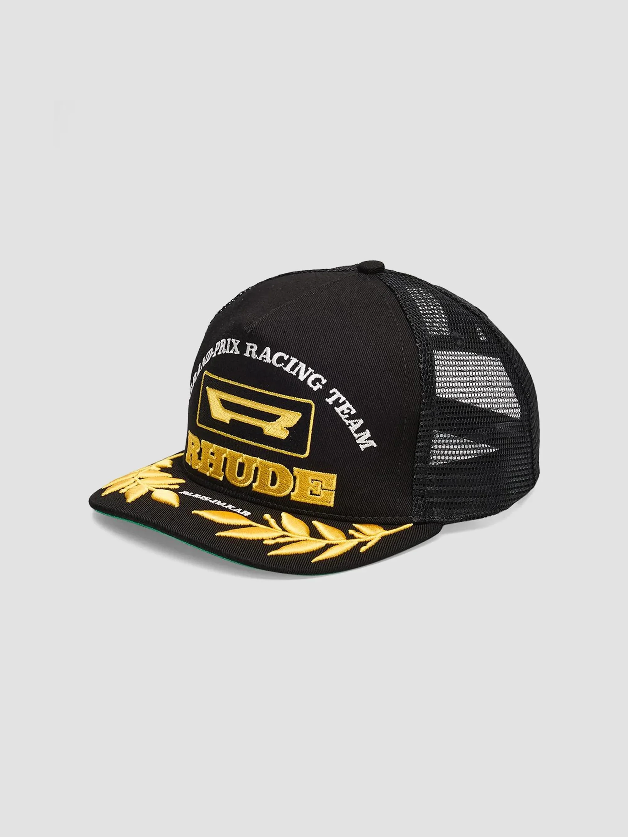Men's Racing Panel Trucker Hat - Black Yellow - 1