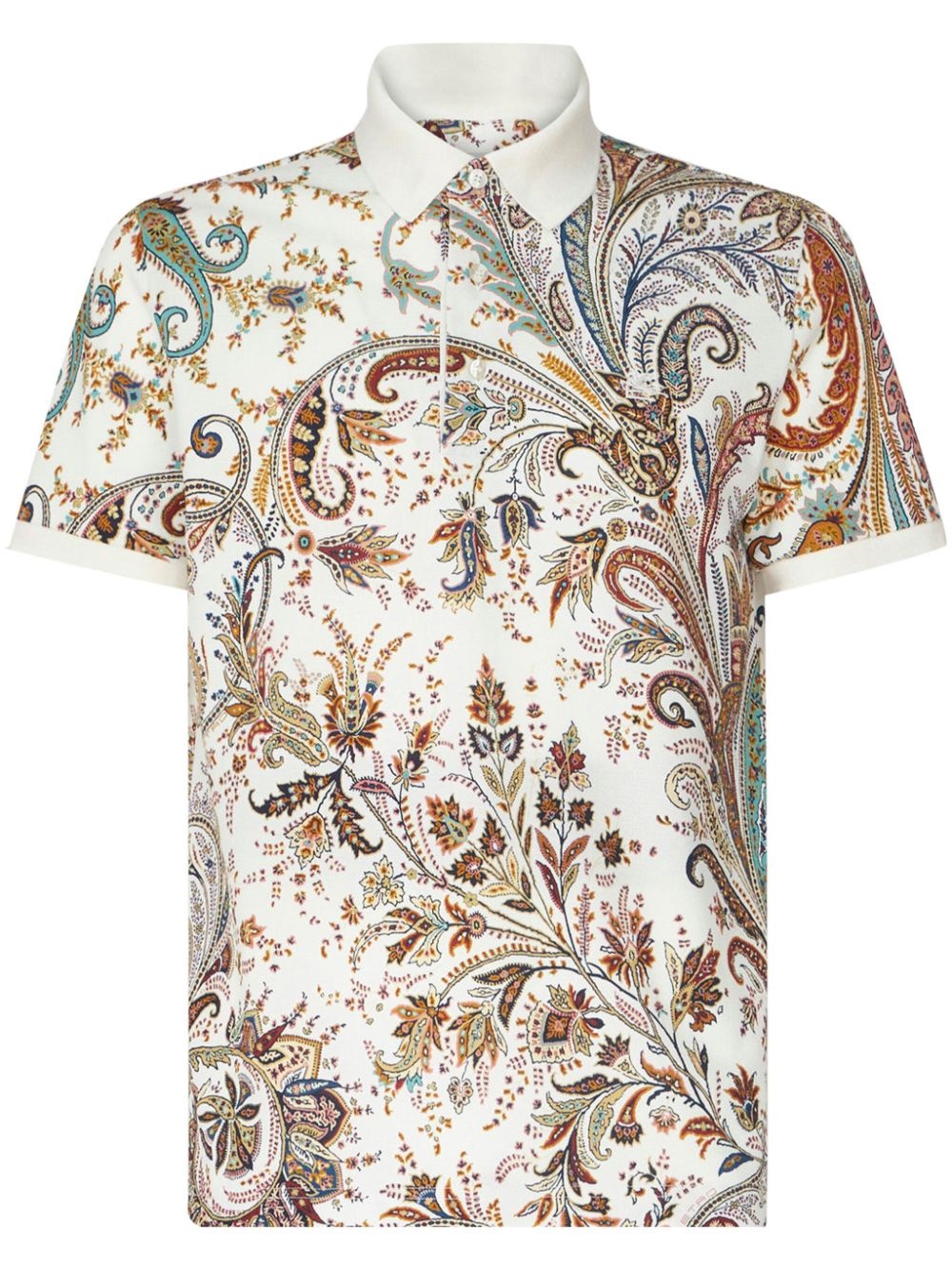 paisley-print cotton polo shirt - 1