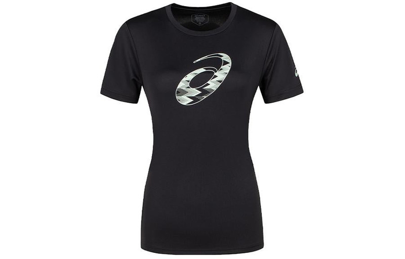 Asics (WMNS) ASICS Spiral Graphic Short Sleeve T-Shirt Asia Sizing 'Performance Black' 2032D020-001 outlook