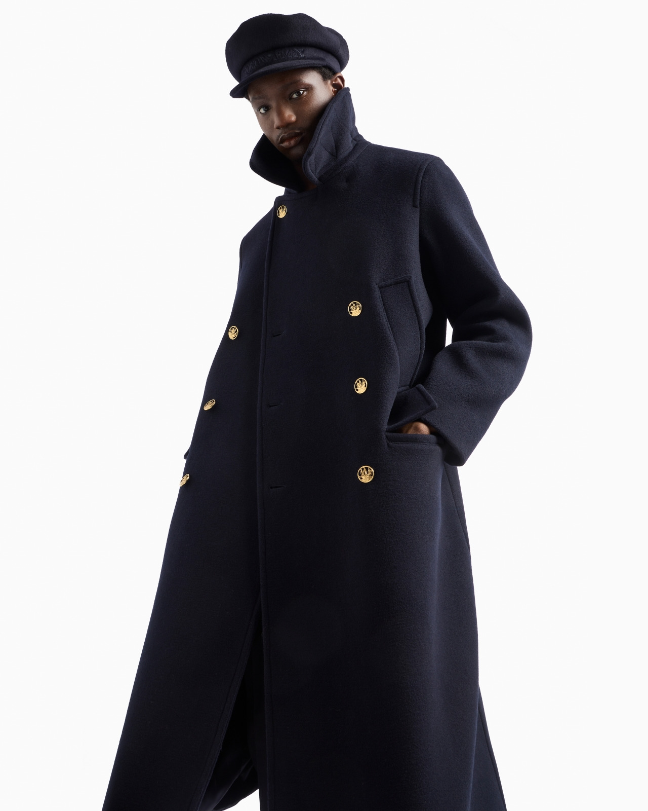 Double-breasted, wool cloth coat with gold buttons - 6