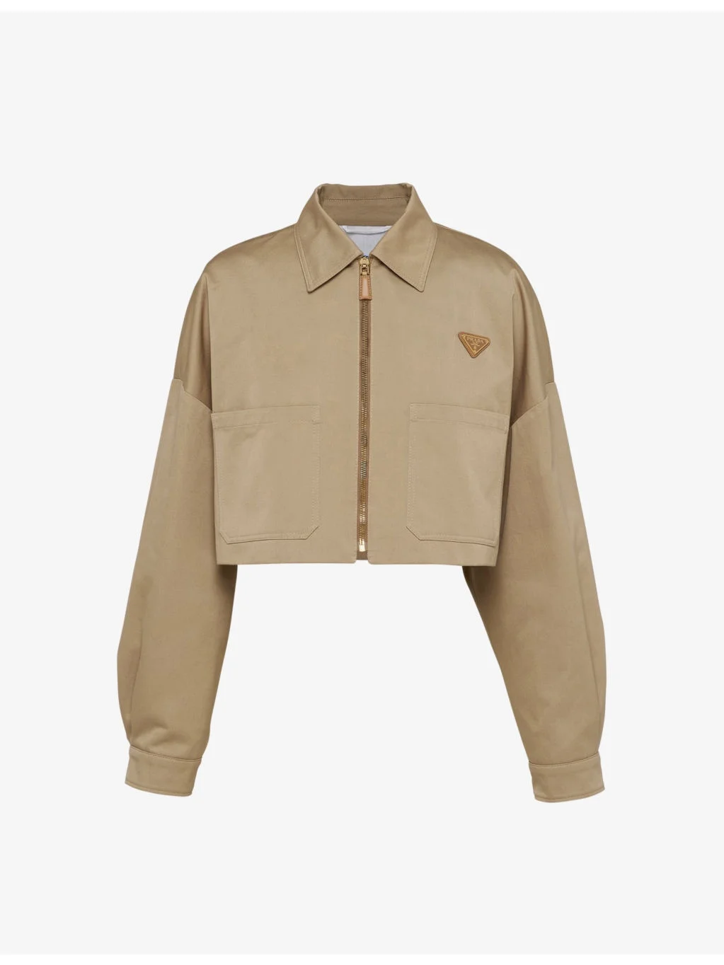 Brand-plaque cropped regular-fit cotton jacket - 1