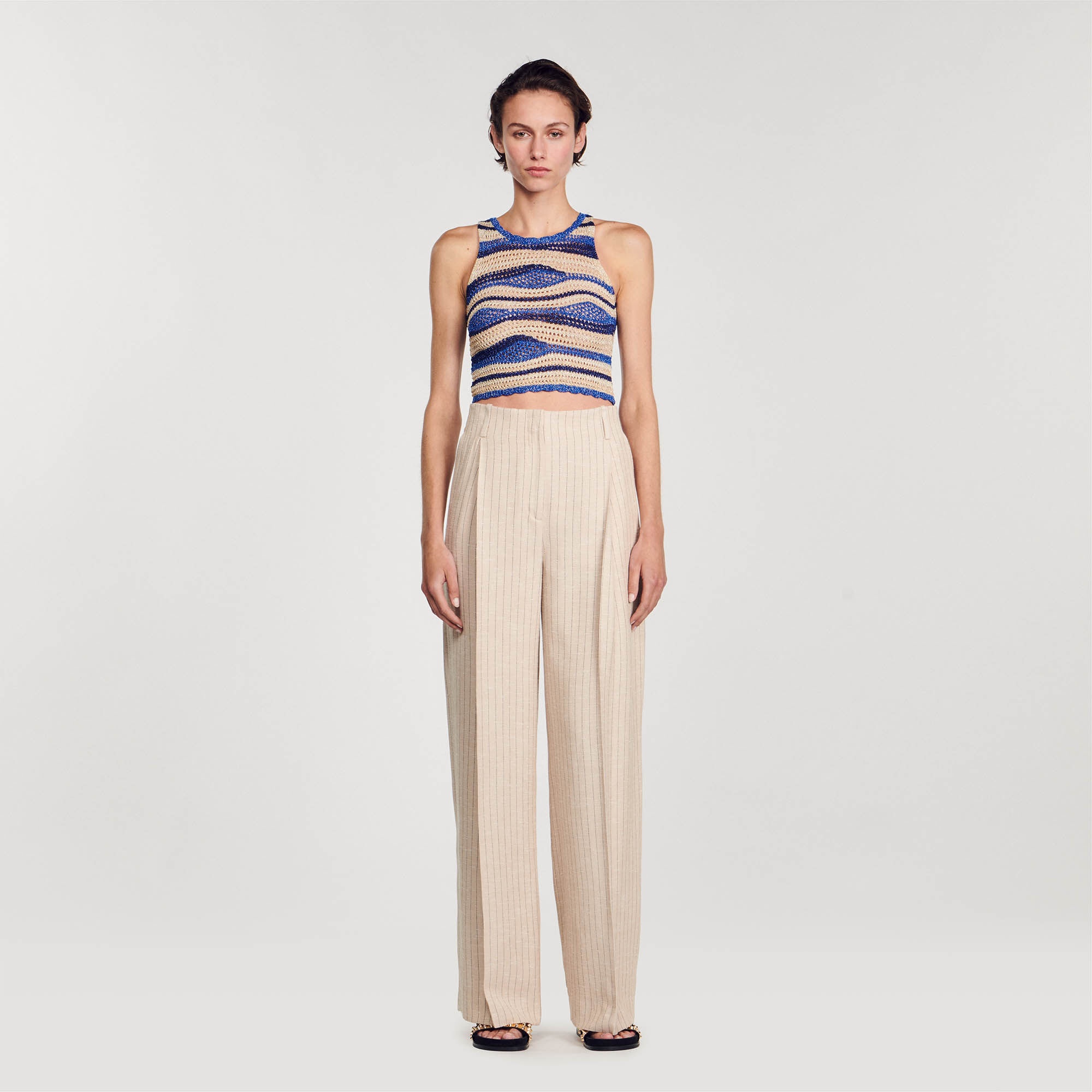 WIDE-LEG STRIPED FLOATY TROUSERS - 3