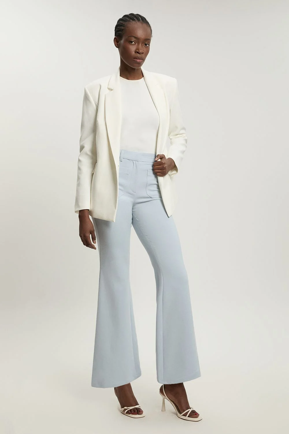 Petite Compact Stretch Pocket Straight Leg Trousers - 1