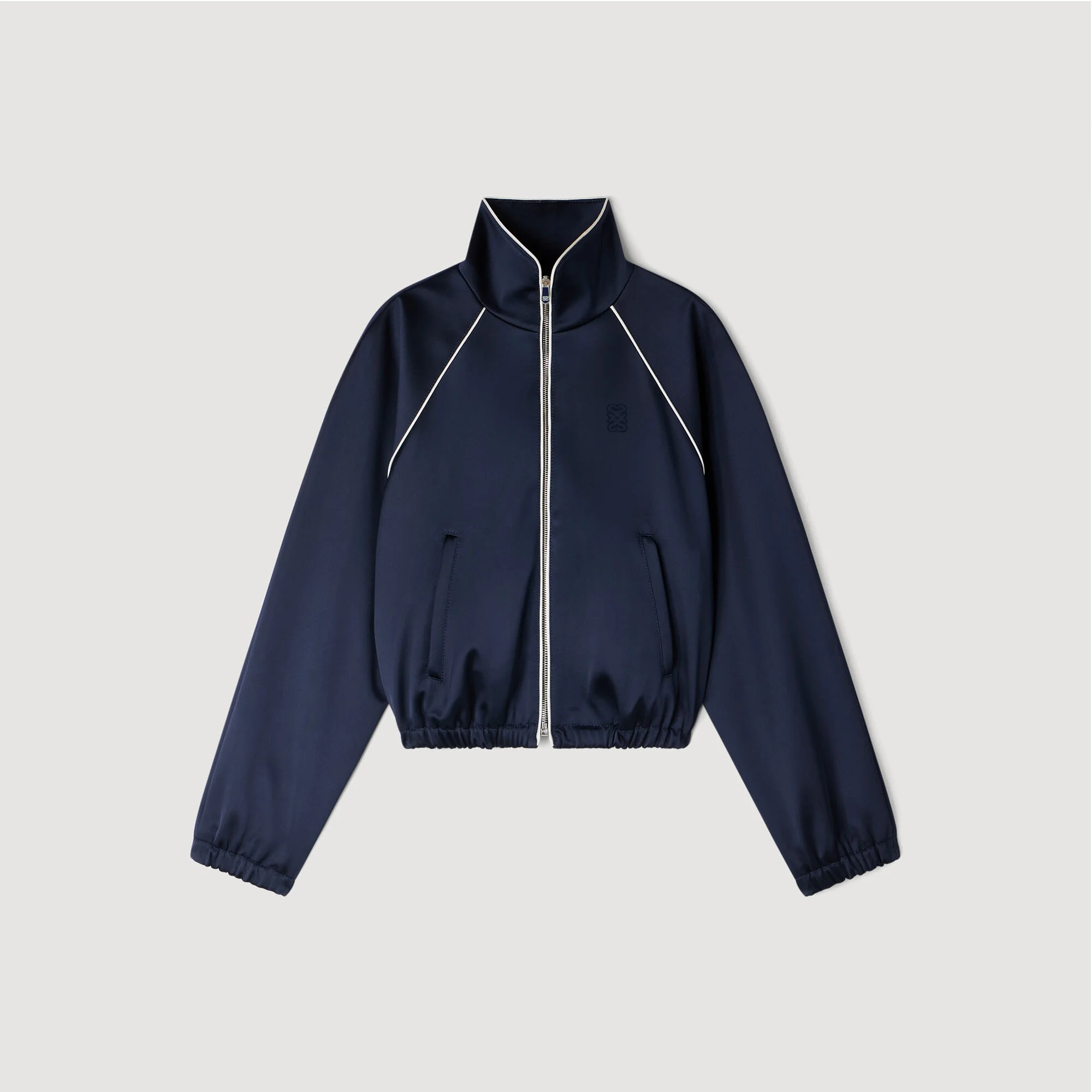 EMBROIDERED CROPPED SATIN JACKET - 1