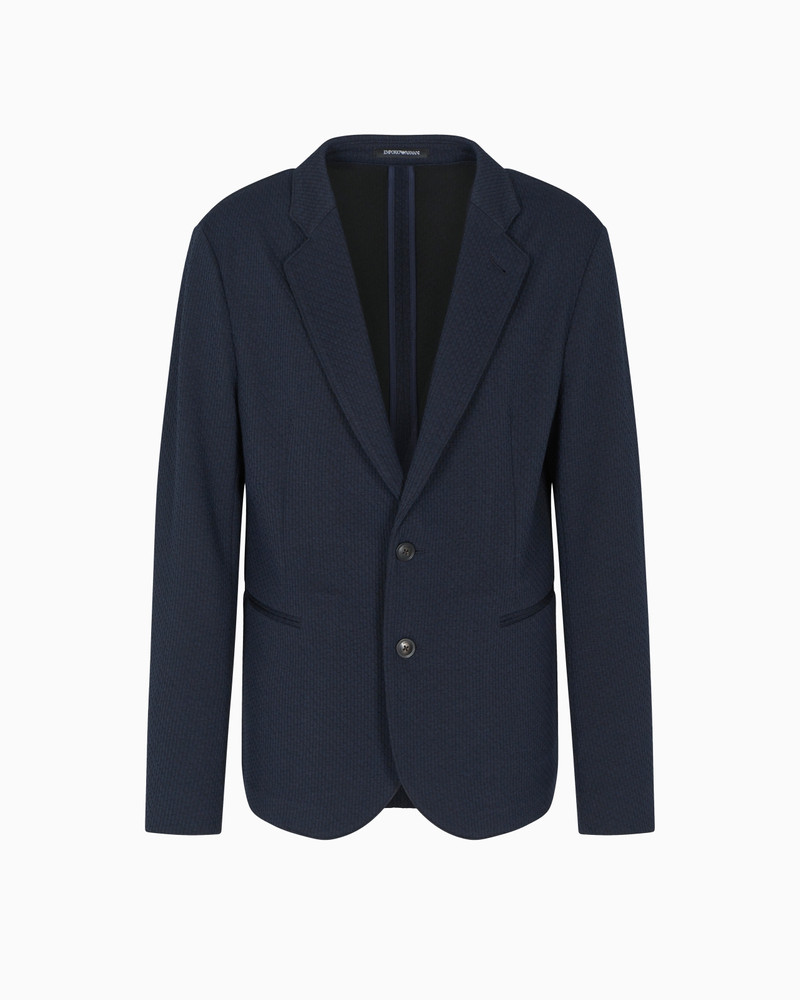 SINGLE-BREASTED JACKET IN A JACQUARD DOUBLE JERSEY KNIT 1