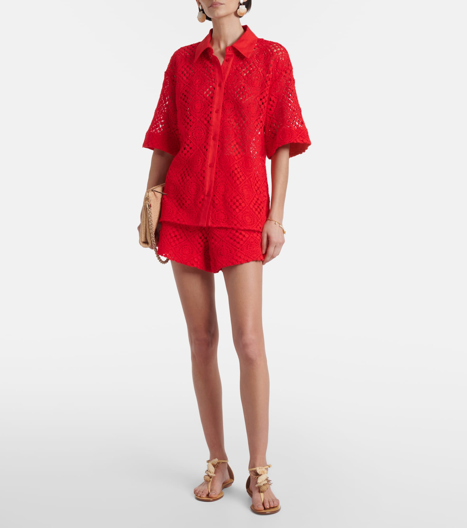 Rayure cotton-blend crochet shirt - 2