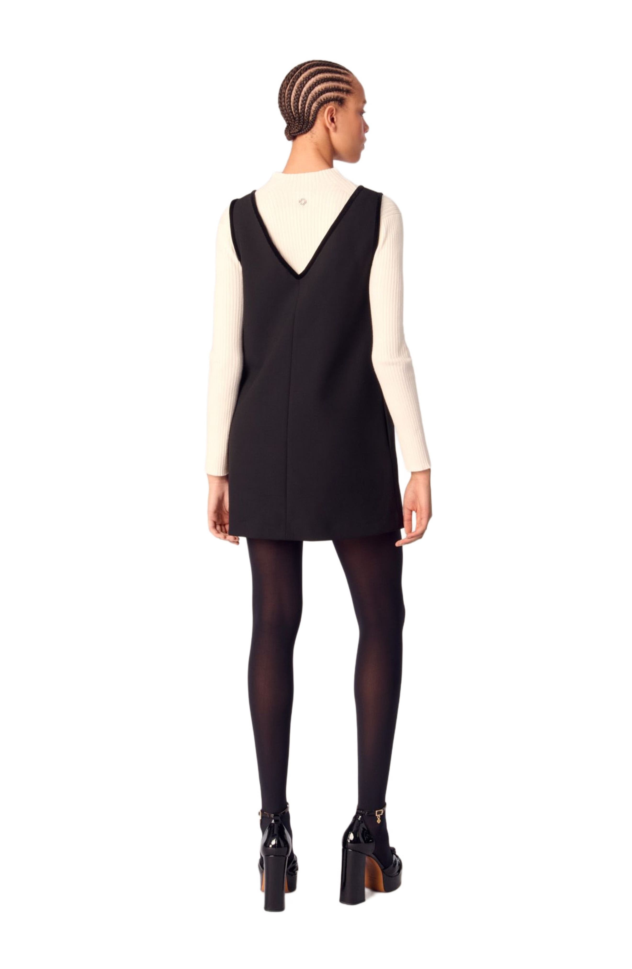 maje Pinafore dress with velvet collar in Black at Nordstrom - 2