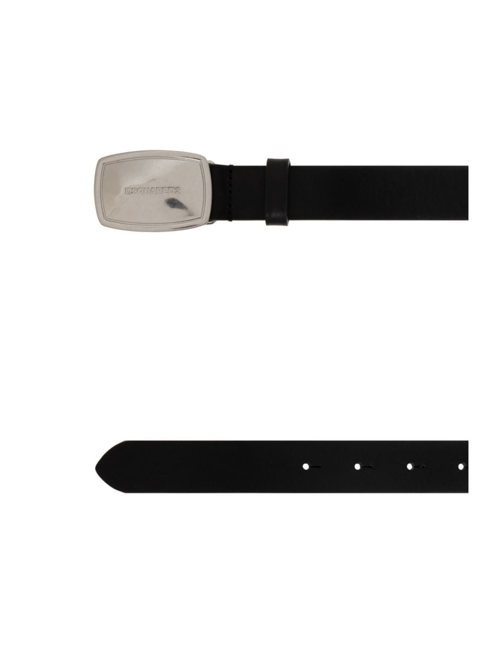 logo-buckle leather belt - 4