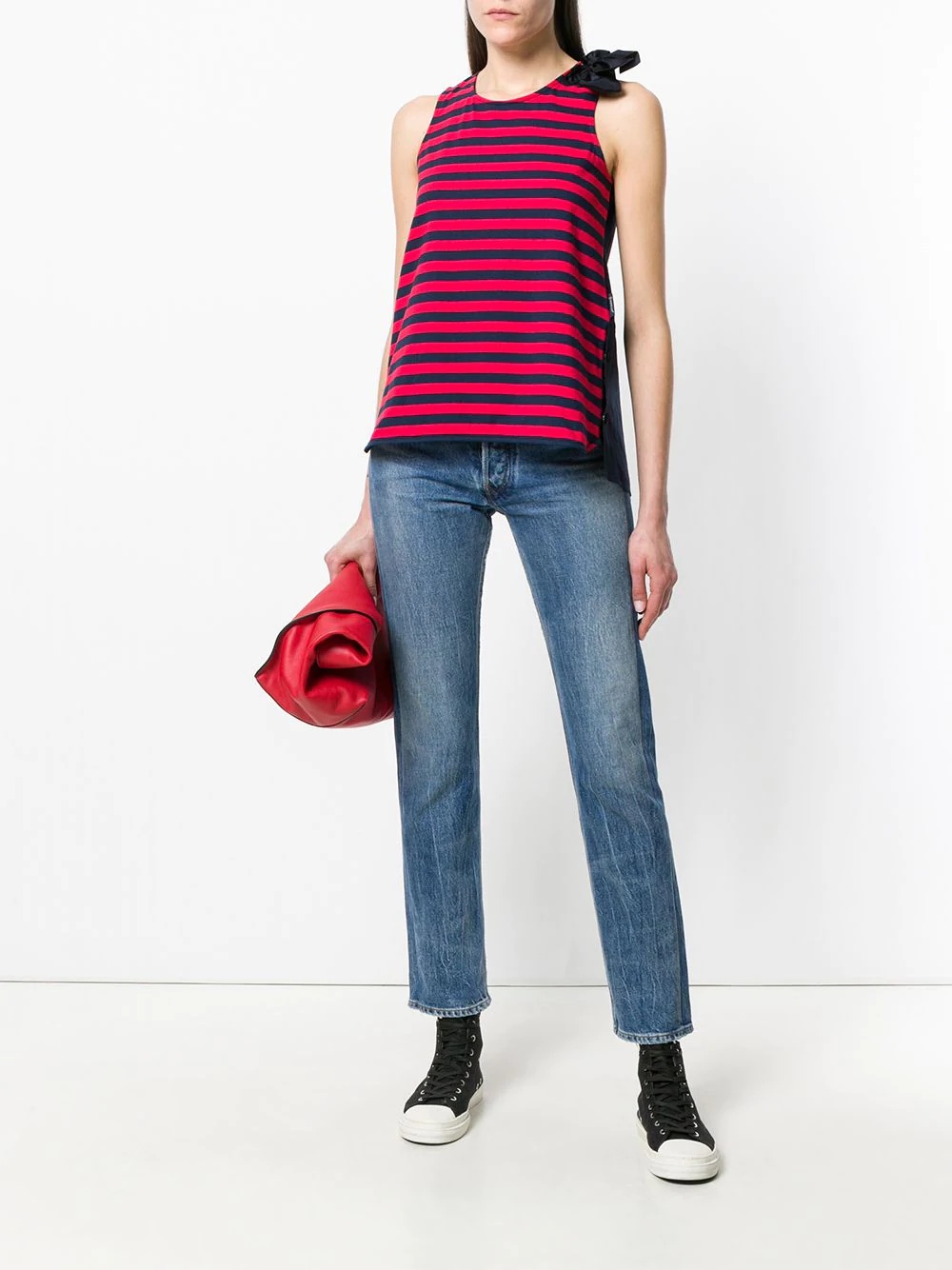 striped bow detail vest top - 2