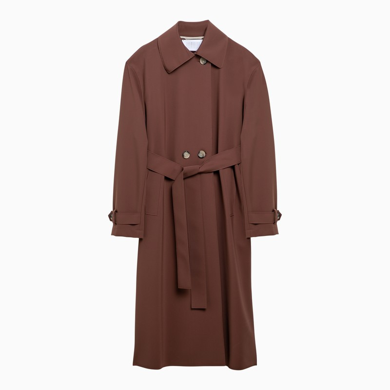 TRENCH-COAT MARRON À DOUBLE BOUTONNAGE AVEC CEINTURE - 1