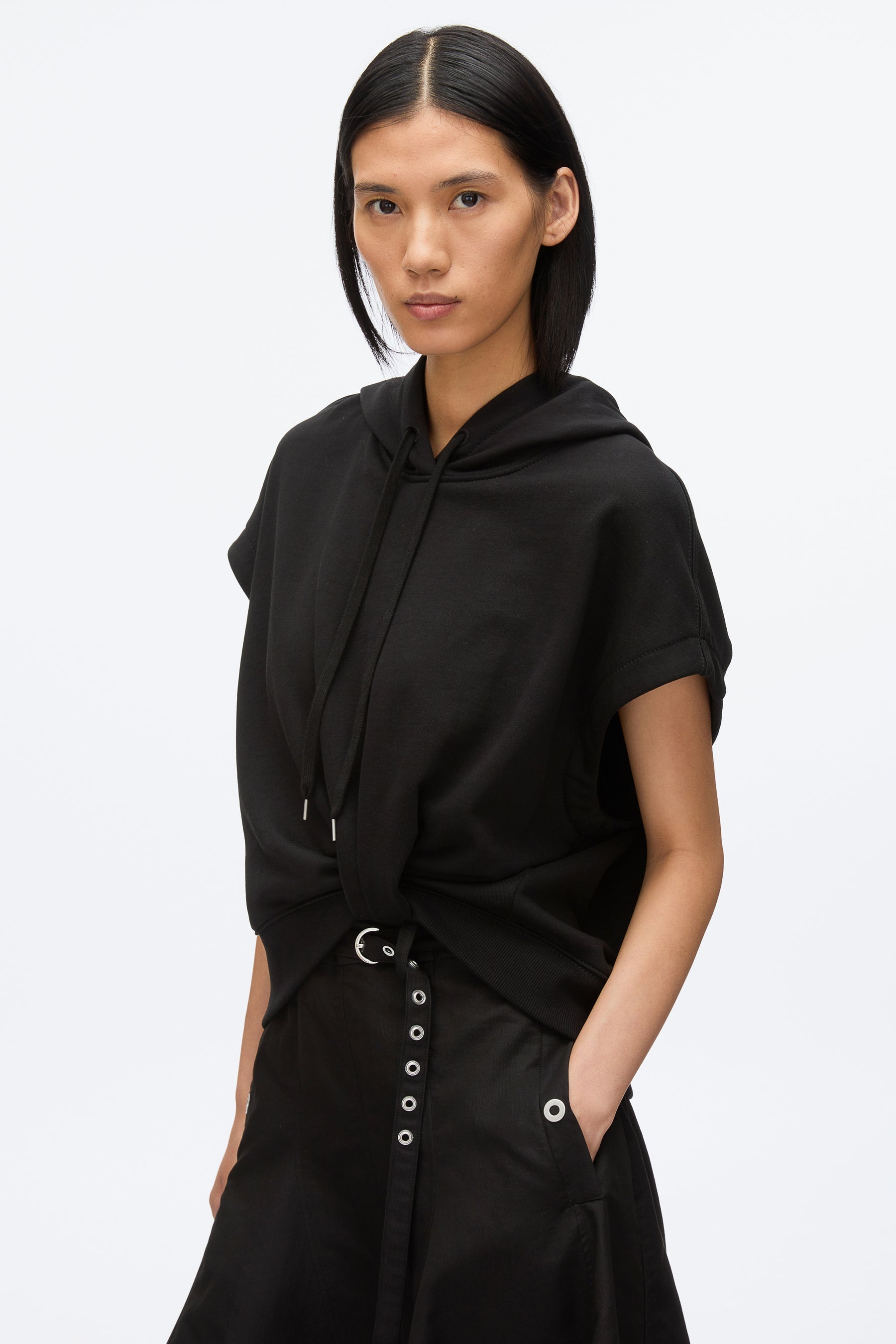 Hoodie Dress with Flounce Skirt - 5