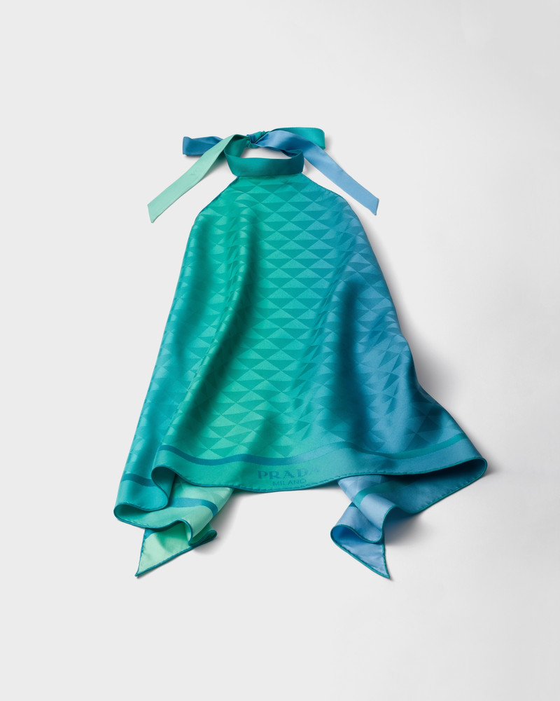 Printed silk twill halter top 1