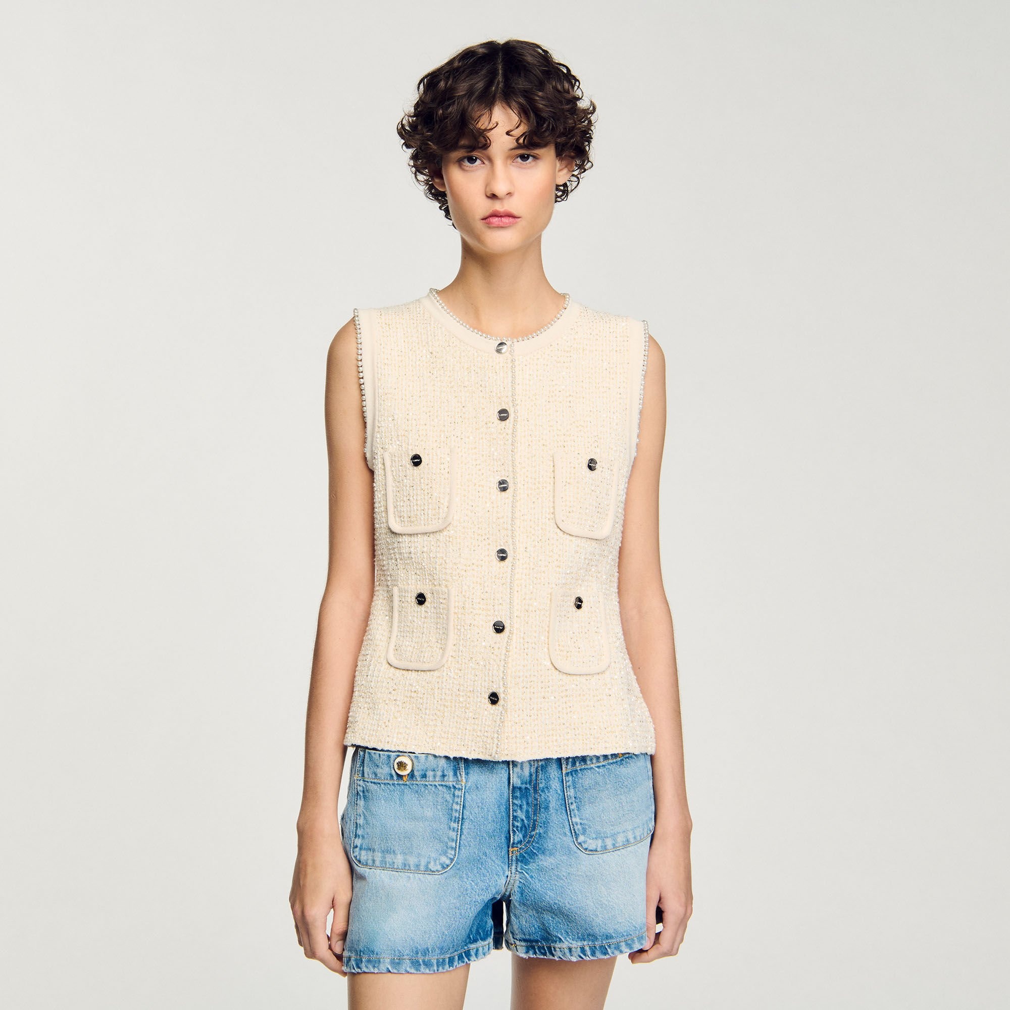 DECORATIVE TWEED VEST - 4