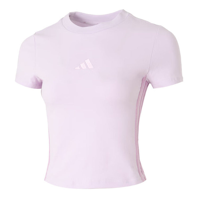 (WMNS) adidas Essentials Loose 3-Stripes Cropped T-Shirt Asia Sizing 'Pink' JE1248 1