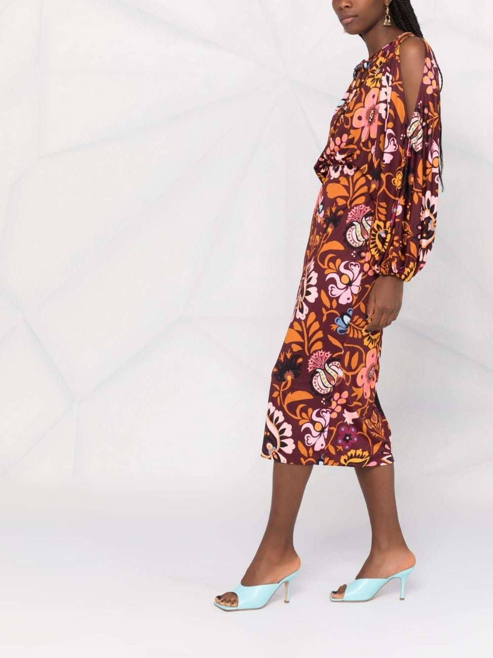 floral long-sleeve shift dress - 6
