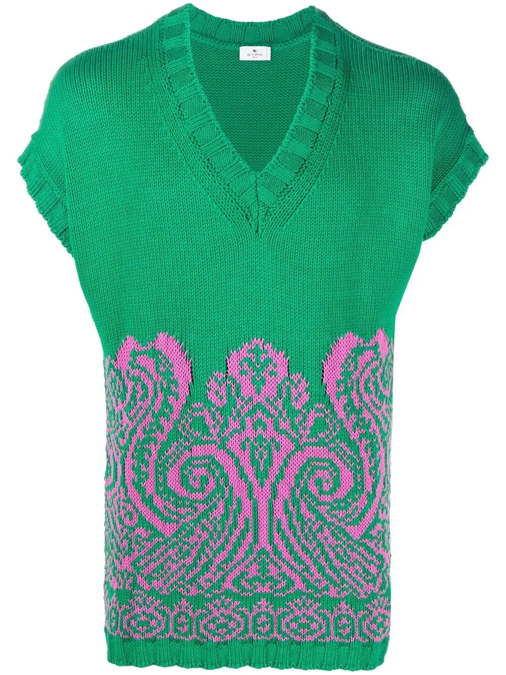 intarsia-knit V-neck vest - 1