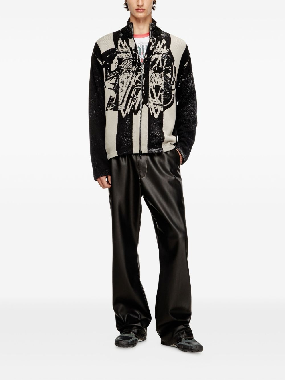 striped zip-up bomber jacket - 2