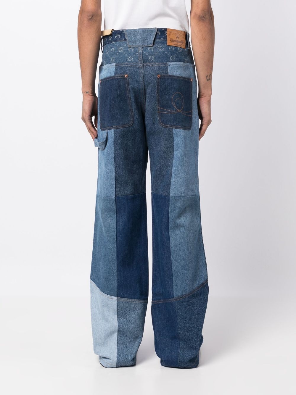 patchwork wide-leg jeans - 4