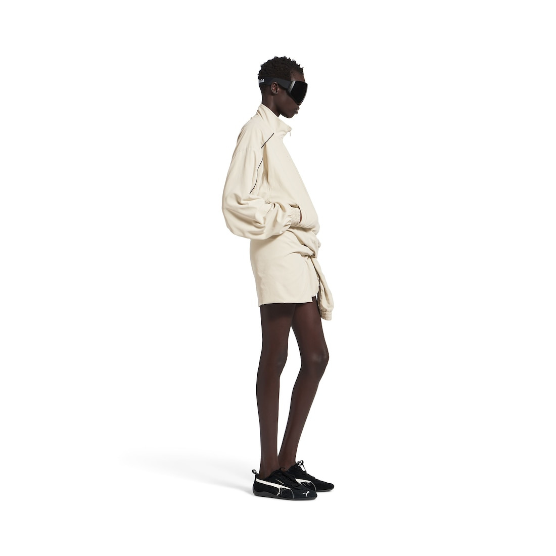 Women's Knotted Tracksuit Skirt in Cream - 3