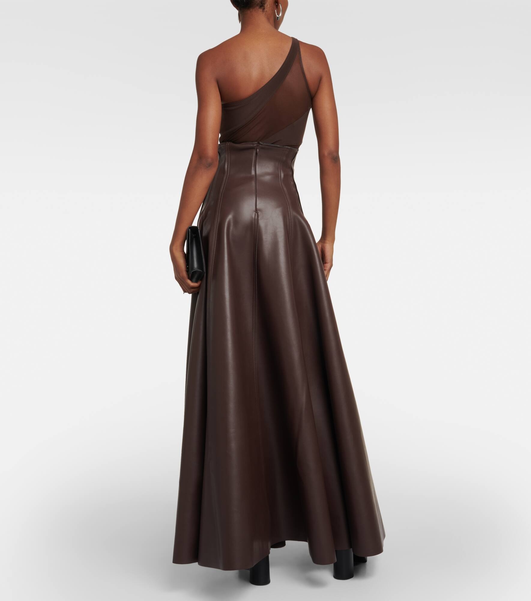 Grace pleated faux leather maxi skirt - 3