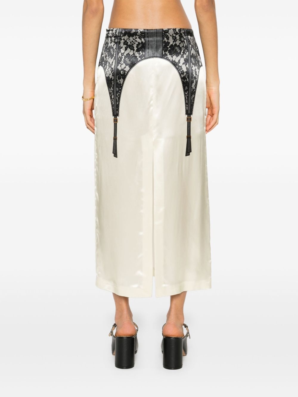 lingerie-print midi skirt - 4