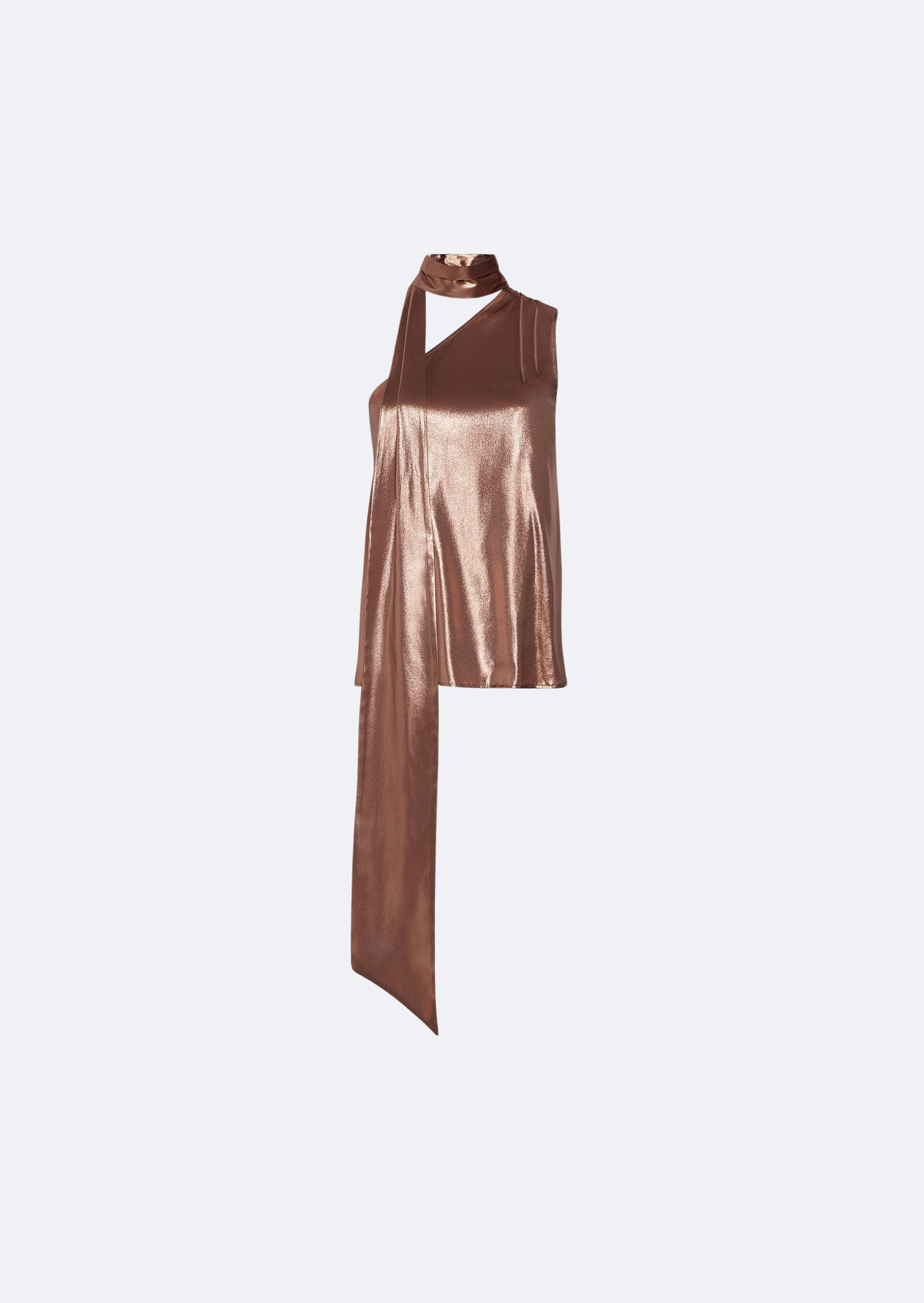 Metallic Silk One Shoulder Tank - 1