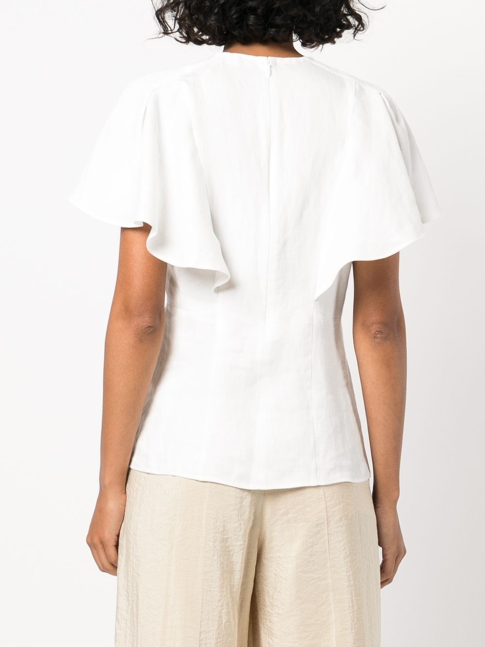 linen flutter sleeve top - 4