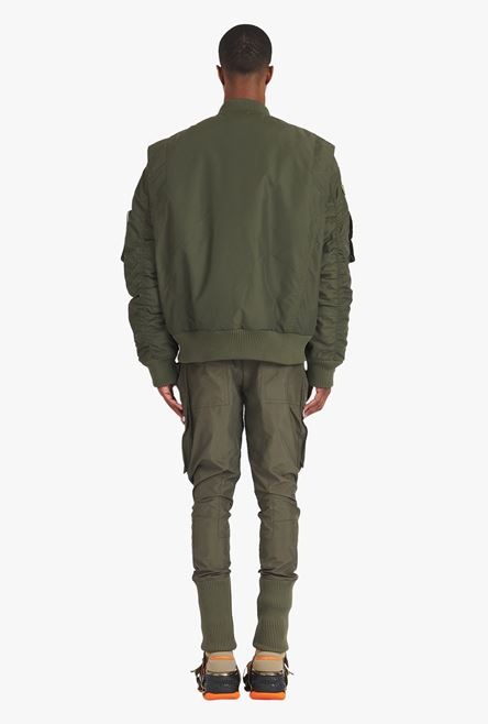 Khaki aviator bomber jacket with Balmain badge - 3