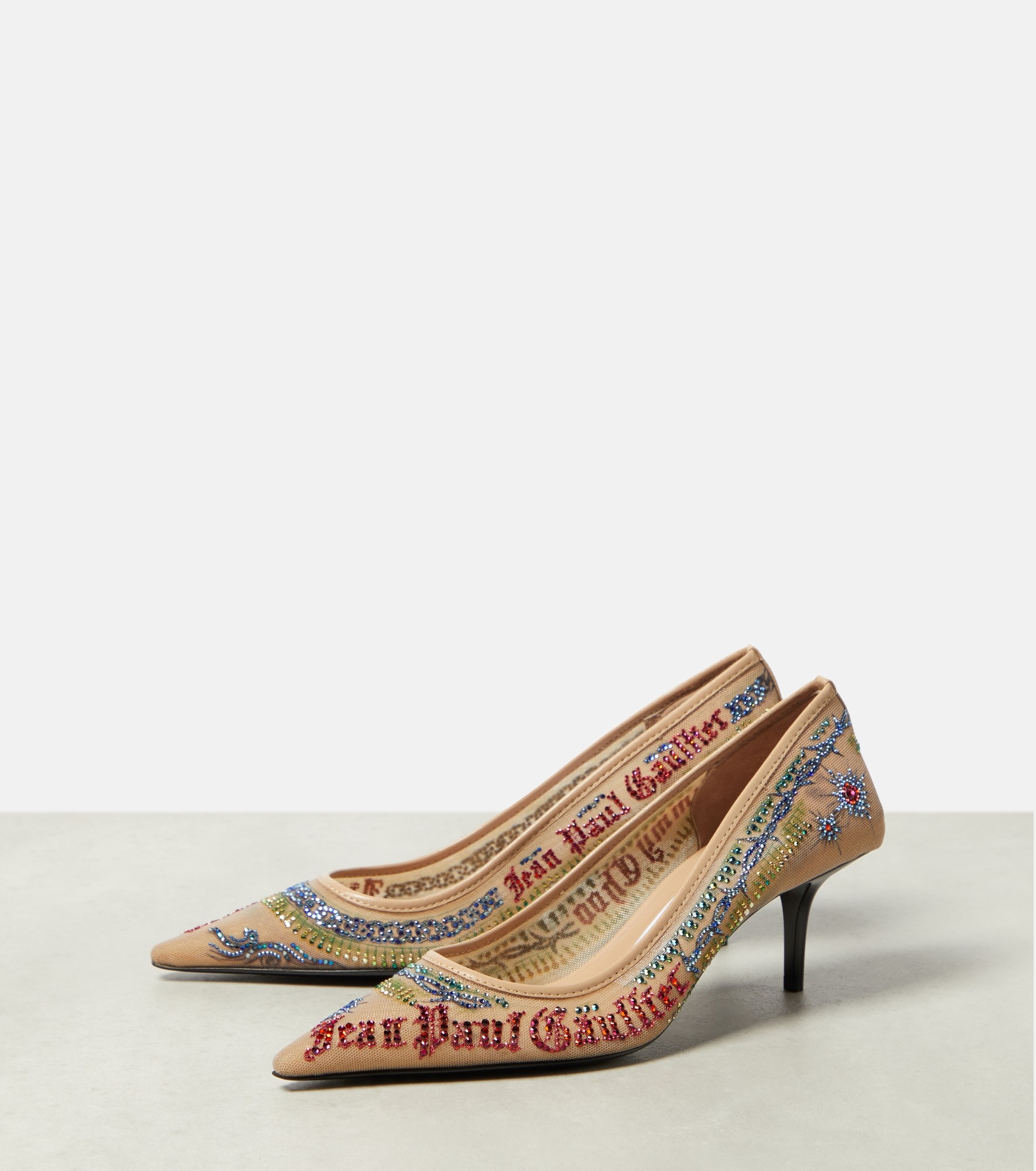 x Jean Paul Gaultier embellished mesh pumps - 5