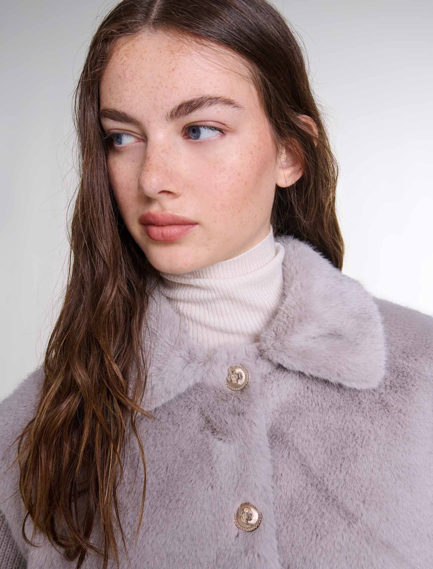 Dual-material faux fur jacket - 6