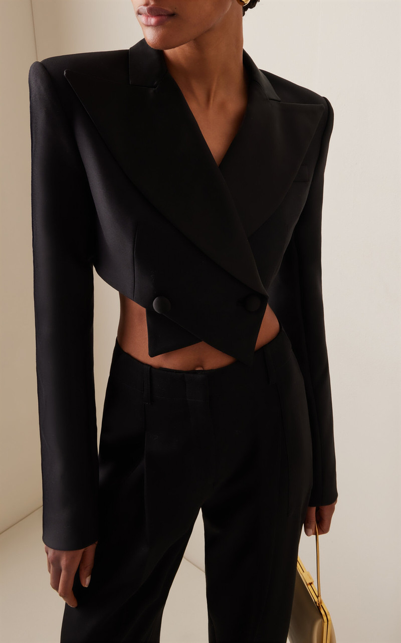 Cropped Wool Blazer Jacket black 3
