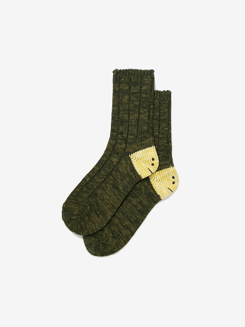 56 YARNS MA-1 RAINBOWY HAPPY HEEL SOCKS (KHAKI) 3