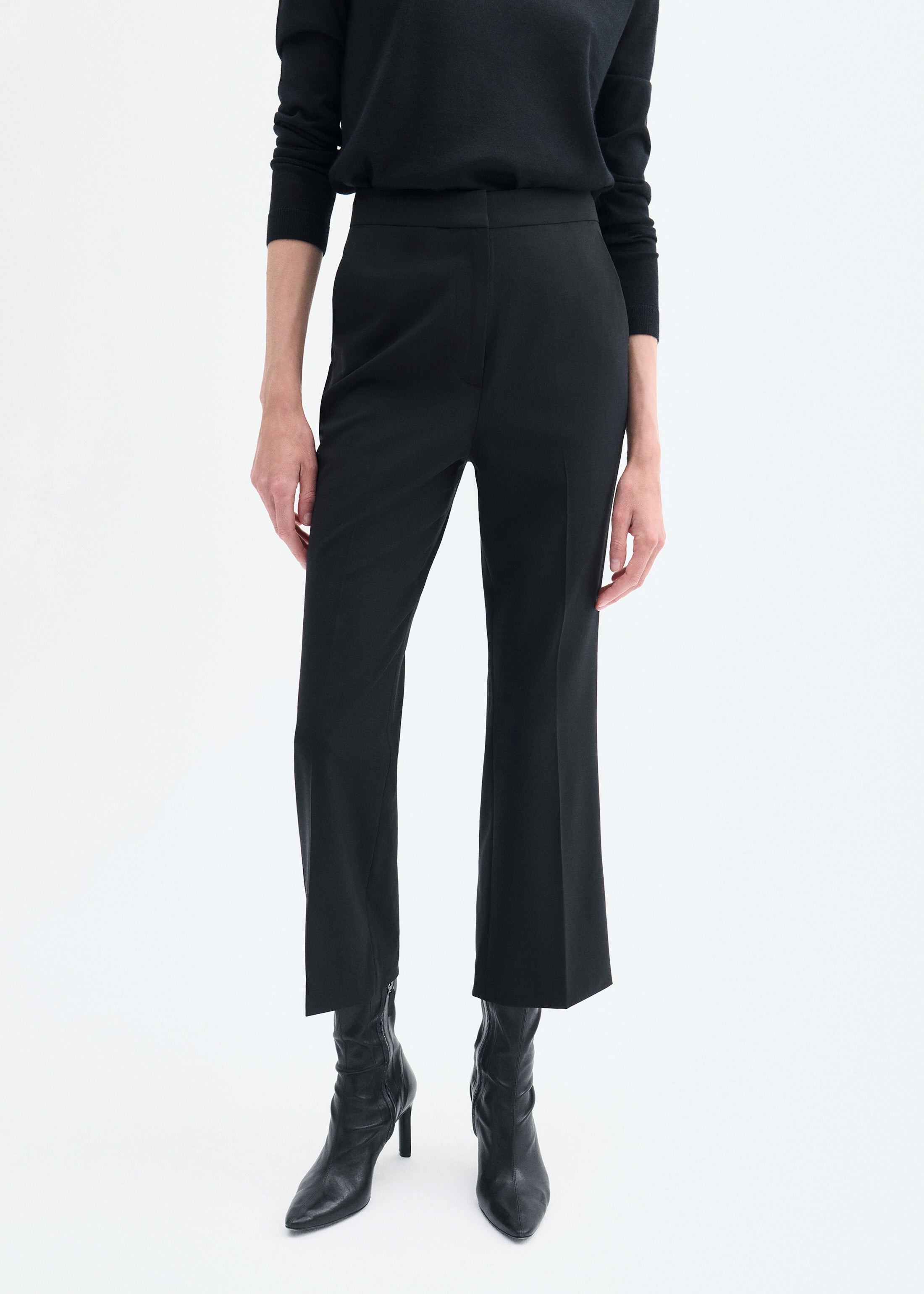 Cropped Cigarette Trouser in Virgin Wool - 4