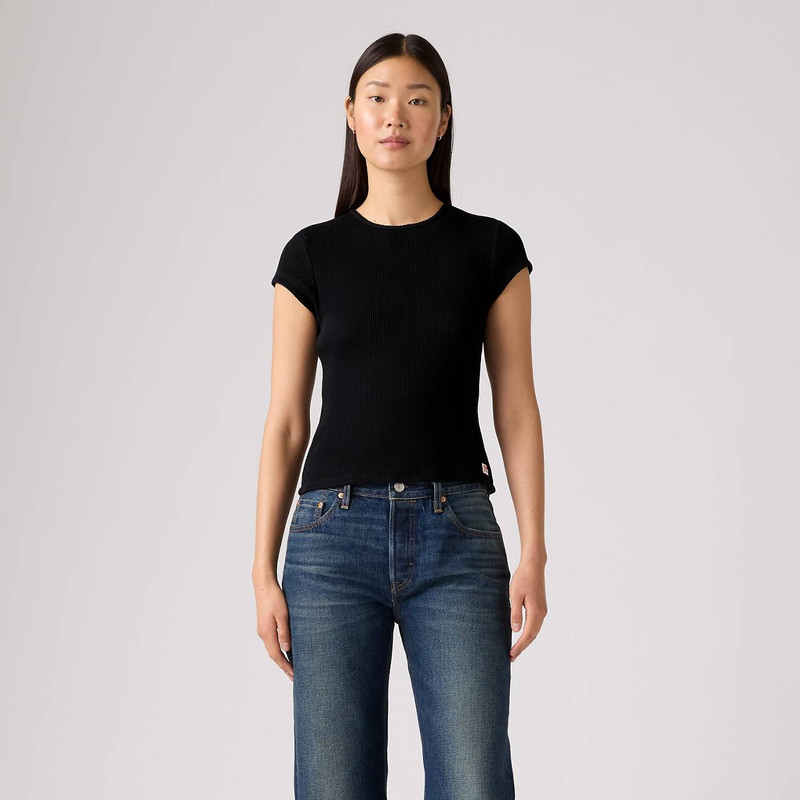 DRY GOODS WAFFLE CAP-SLEEVE TEE 2