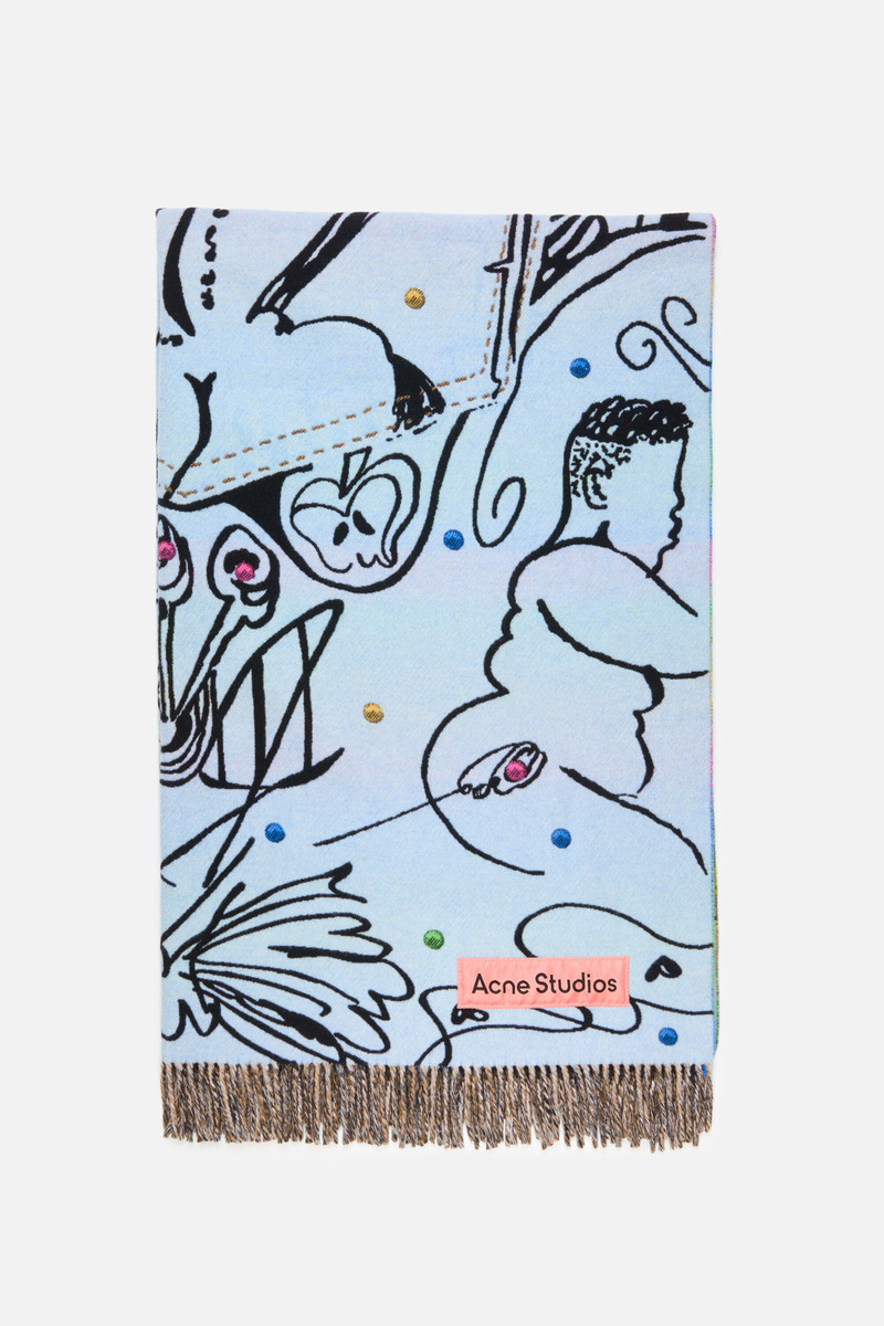 Fringe blanket - Denim blue 1