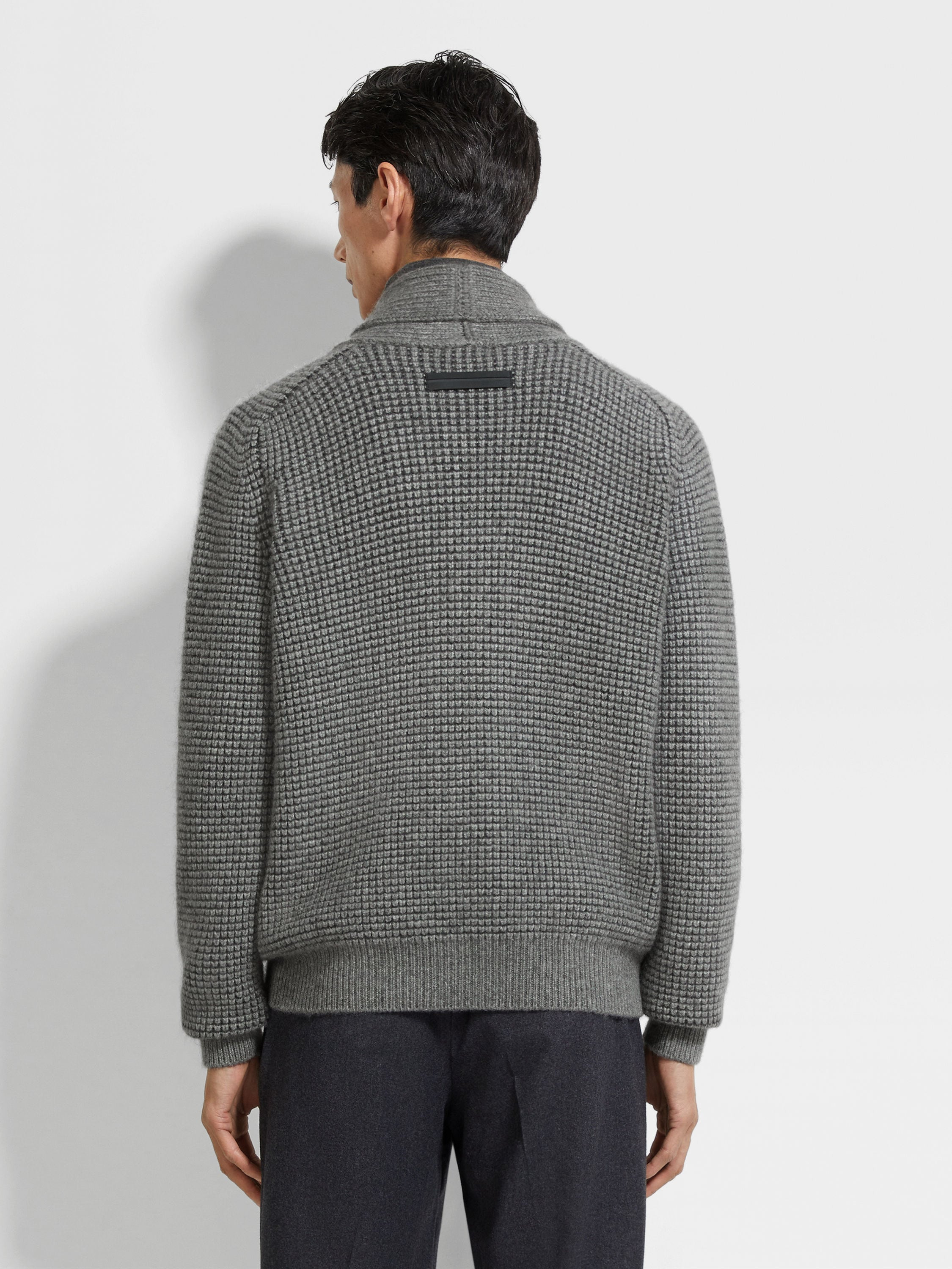 GREY MÉLANGE CASHMERE AND MOHAIR CARDIGAN - 5