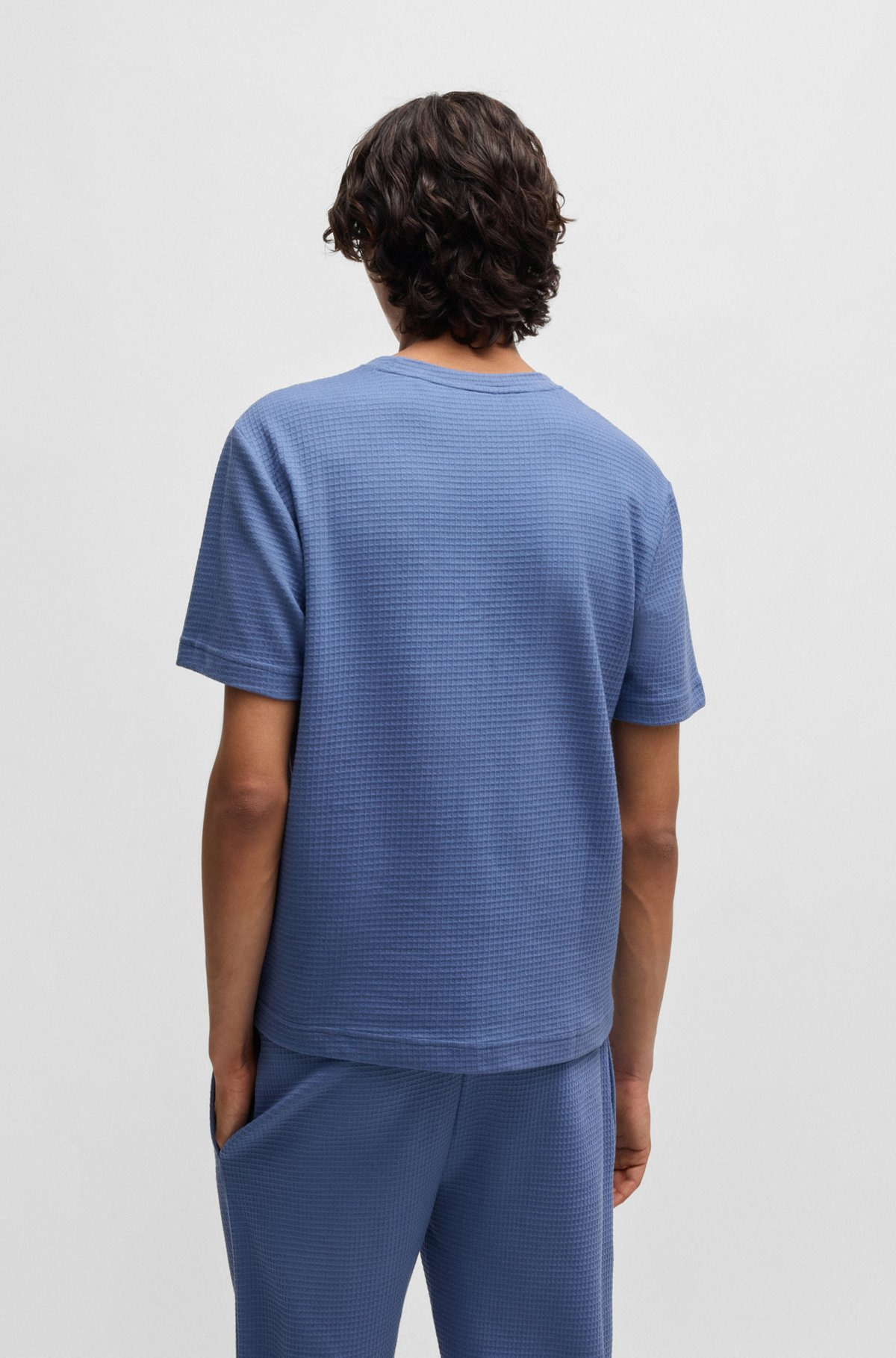 COTTON-BLEND PYJAMA T-SHIRT WITH EMBROIDERED LOGO - 4