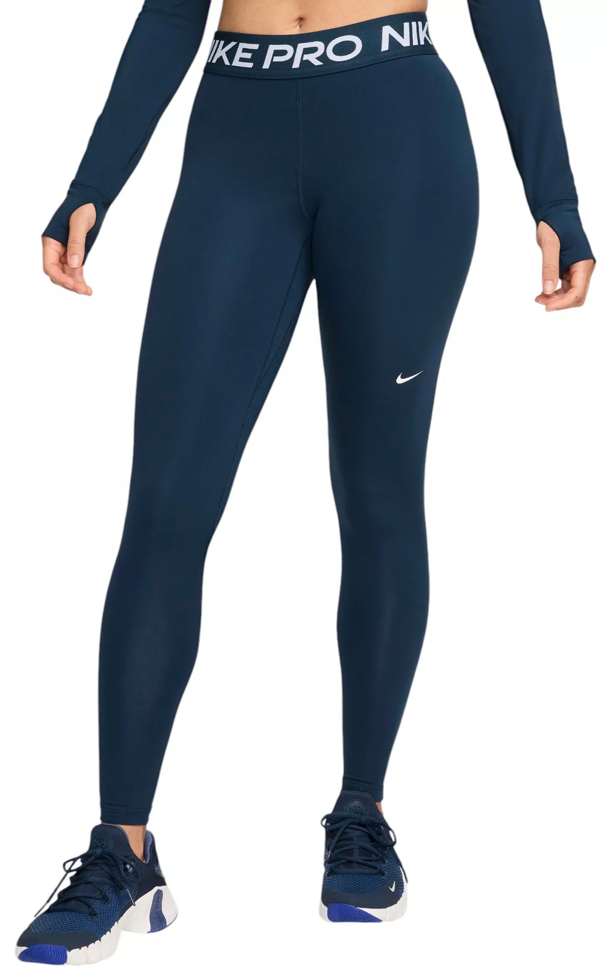 Nike Women's Pro Mid-Rise Mesh-Paneled Leggings - 1