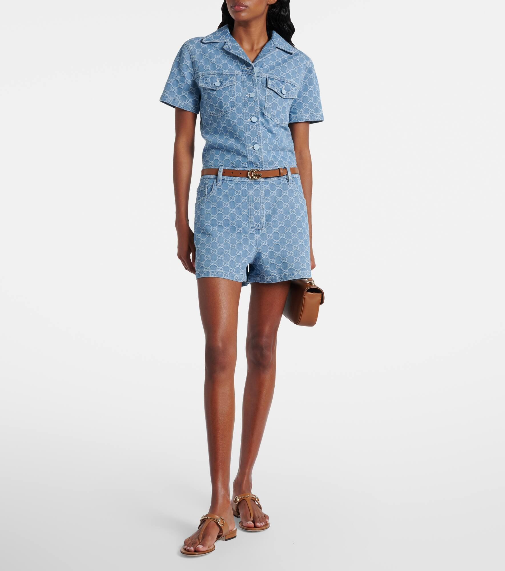GG denim jacquard romper - 2