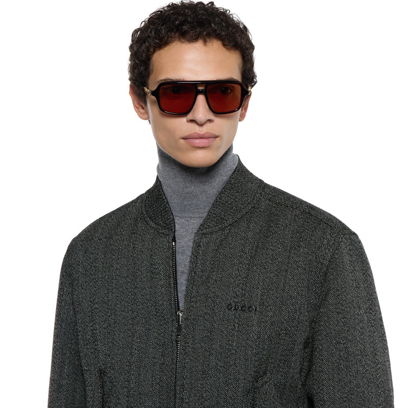 Herringbone wool mouliné bomber jacket 5