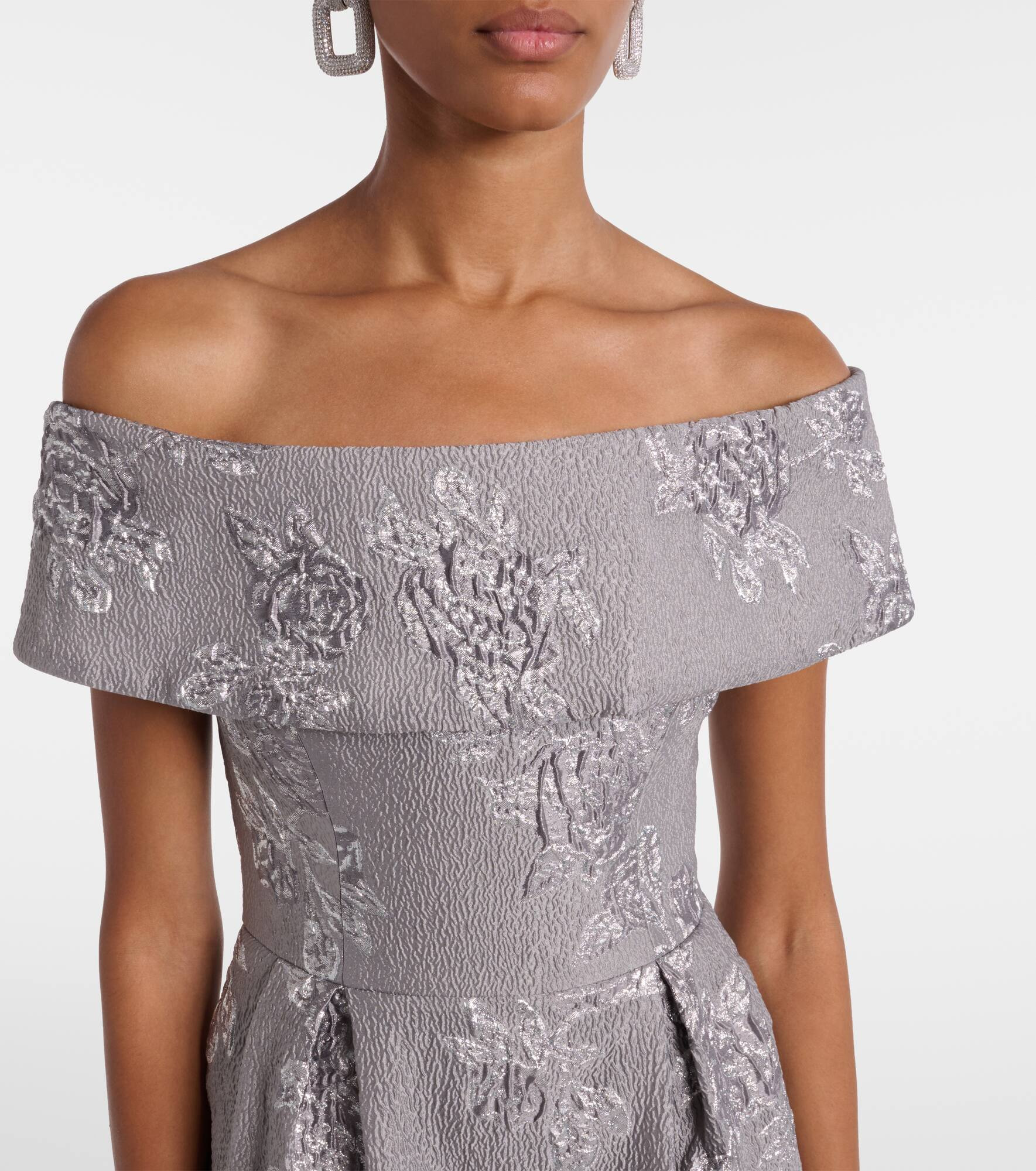 Ruth off-shoulder brocade bustier gown - 4